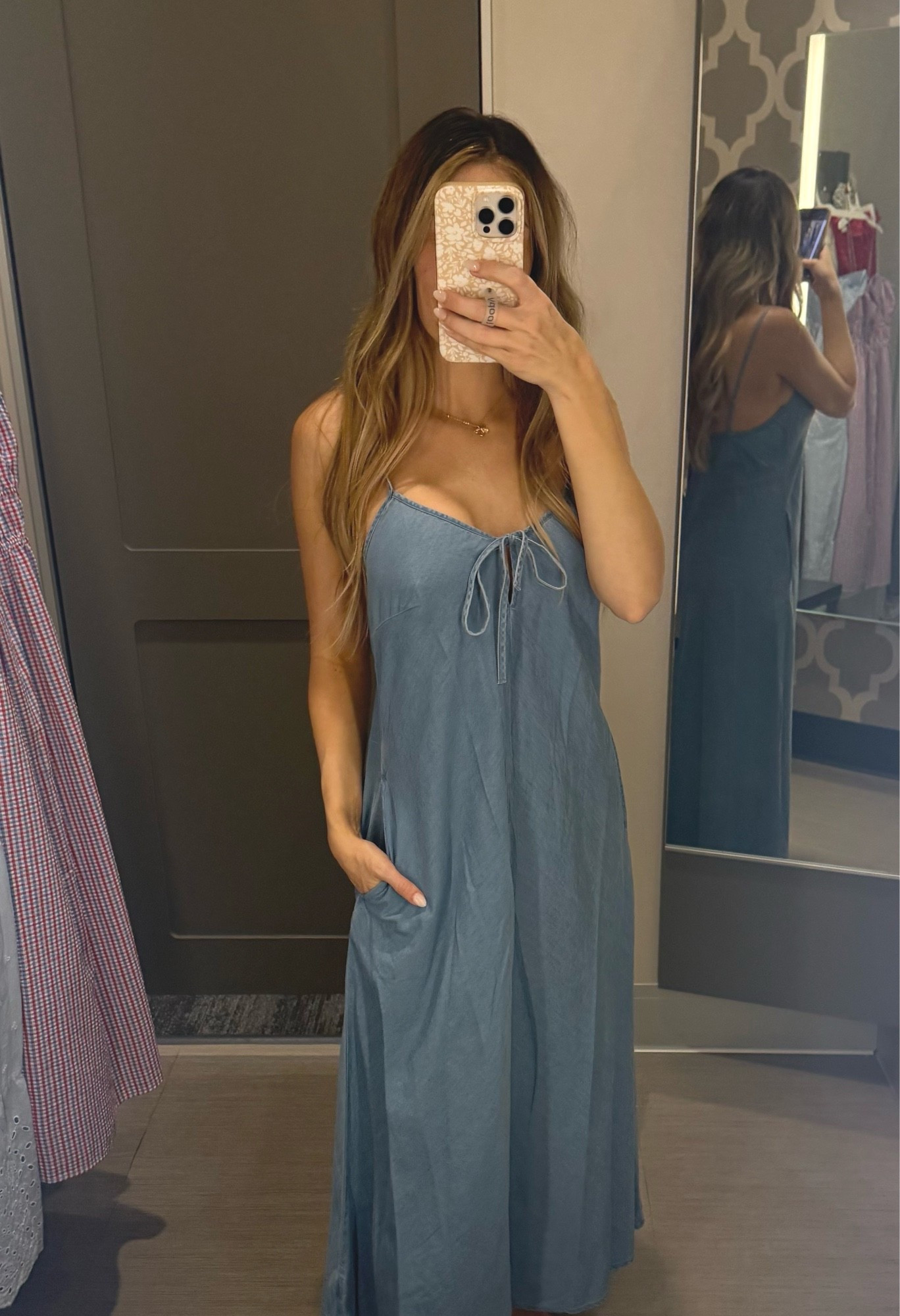 Target chambray maxi sundress with pockets 
TTS- small





Summer dress 
Maxi dress 
Baby shower dress
Beach dress
Graduation dress 
Vacation dress 
Date night dress 
wedding guest dress
Bridal shower dress 
Wedding dress

#LTKTravel #LTKootd #LTKSaleAlert