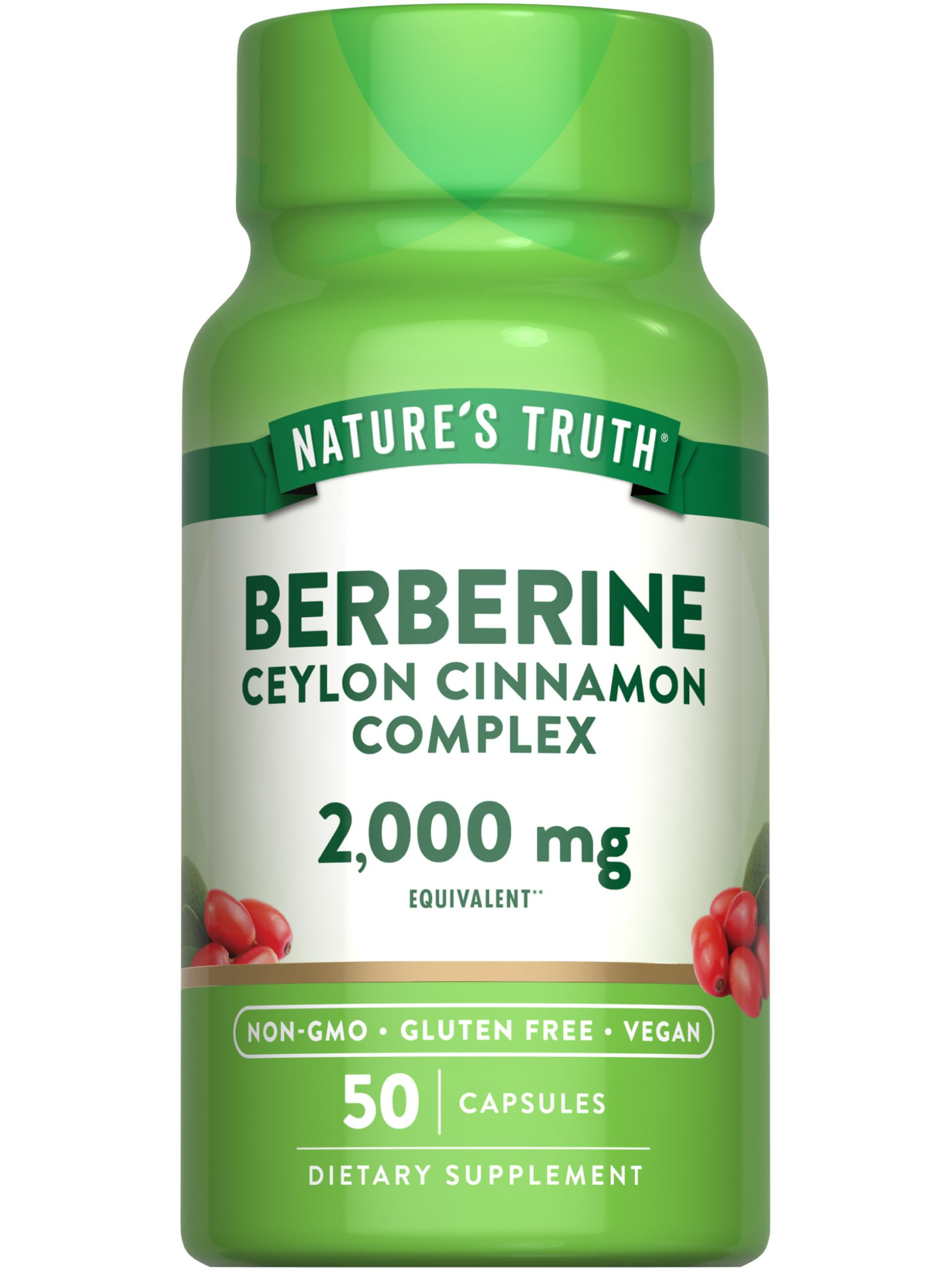 Amazon.com: Nature's Truth Berberine with Ceylon Cinnamon Complex | 50 Vegan Capsules | Vegan, Non-GMO, and Gluten Free Supplement : Health & Household | Amazon (US)
