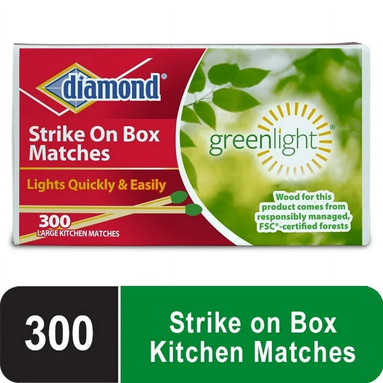 Diamond Green Light Wooden Match, Strike On Box, 300 Count | Walmart (US)