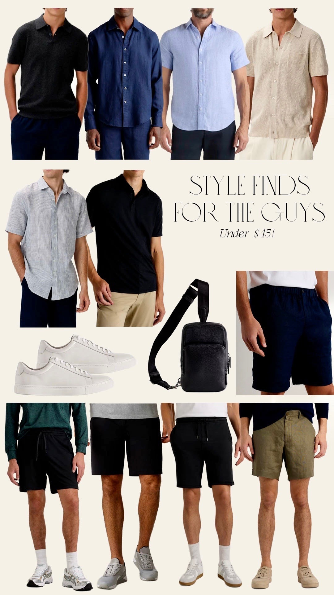 Style finds for the guys, but make them under $45! All from @Quince