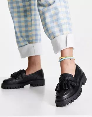 ASRA Flo tassel chunky loafers in black leather | ASOS (Global)