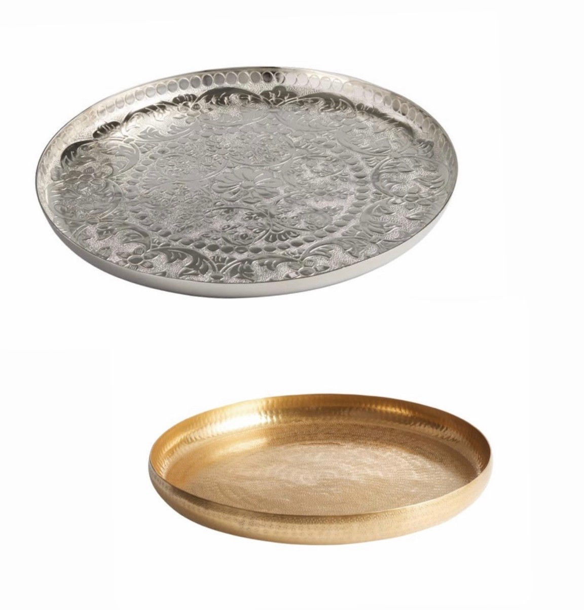 Gold and silver metal serving tray. These will be great for festive decor

#LTKHome