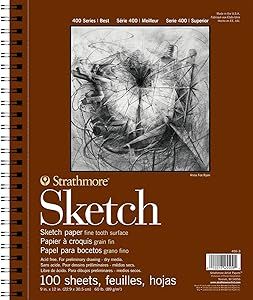 Strathmore 455-3, 400 Series Sketch Pad, 9"x12" Wire Bound, 100 Sheets, White | Amazon (US)