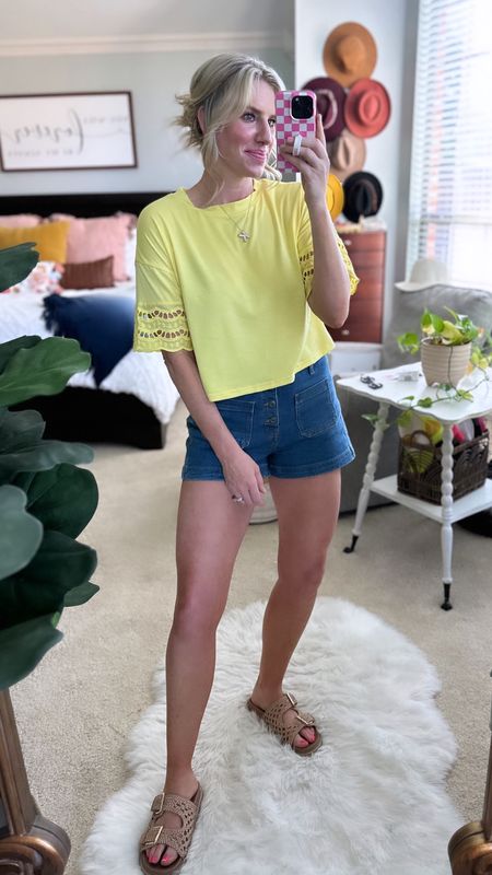 Summer OOTD💛
Top fits tts + under $20 and in multiple colors
Shorts fit tts + on sale only $18 and come in three washes 

#LTKSaleAlert #LTKFindsUnder50 #LTKStyleTip