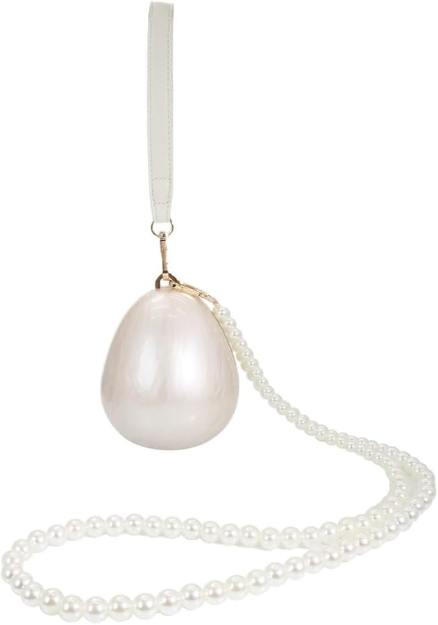 Women Acrylic Egg Clutch Bag Cute Pearl Acrylic Evening Handbags Marble Purses Beaded Shoulder Ba... | Amazon (US)