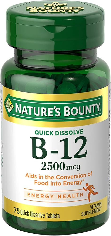 Nature's Bounty Vitamin B12 2500 mcg, Cellular Energy Support, For Energy Metabolism, Heart & Ner... | Amazon (US)