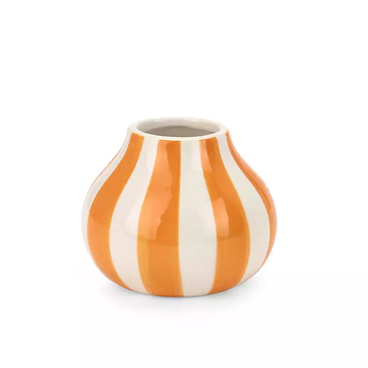 Orange Striped Ceramic Vase | Kirklands
