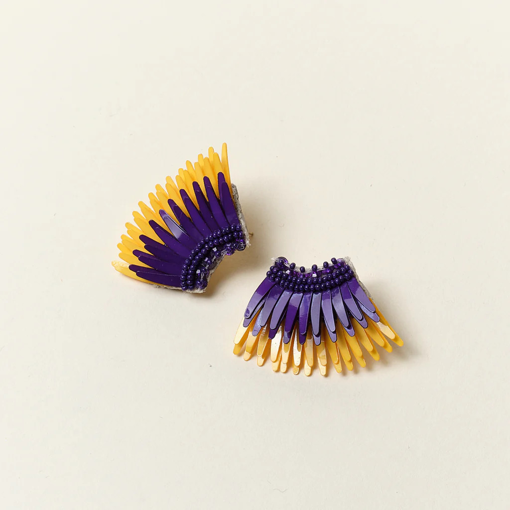 Mini Madeline Earrings Purple Yellow | Mignonne Gavigan