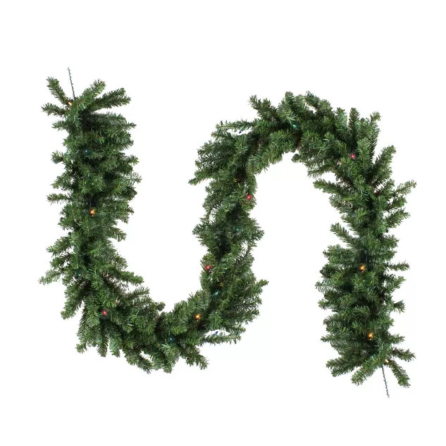 Northlight 9' x 14" Prelit Canadian Green Pine Artificial Christmas Garland - Multi Lights | Target