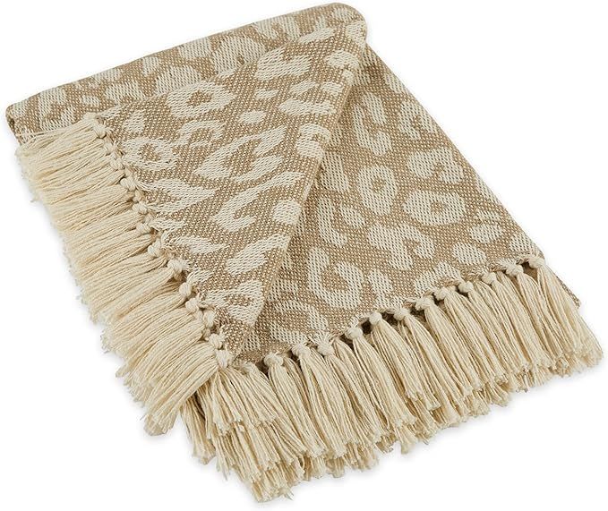 DII Bold Eclectic Leopard Woven Throw, 50x60, Tan with White Spots | Amazon (US)