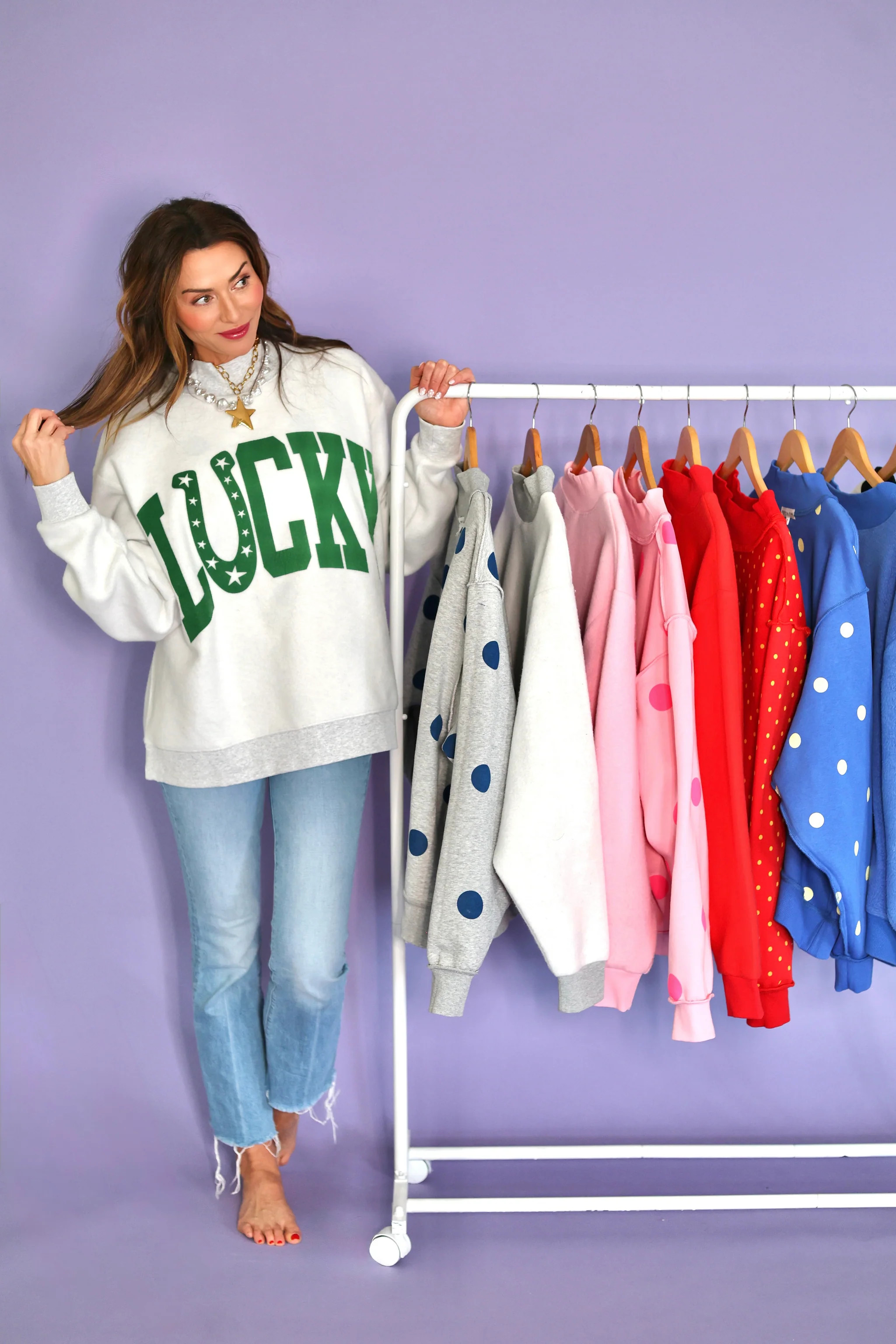 Lucky 2-Sided Mock Sweatshirt | Poppy & Pine