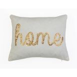 14"x18" Home Sequin Script Faux Linen Throw Pillow Cream/Gold - Decor Therapy | Target
