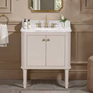Home Decorators Collection Collette 30 in. Single Sink Greige Bath Vanity with White Carrara Marb... | The Home Depot