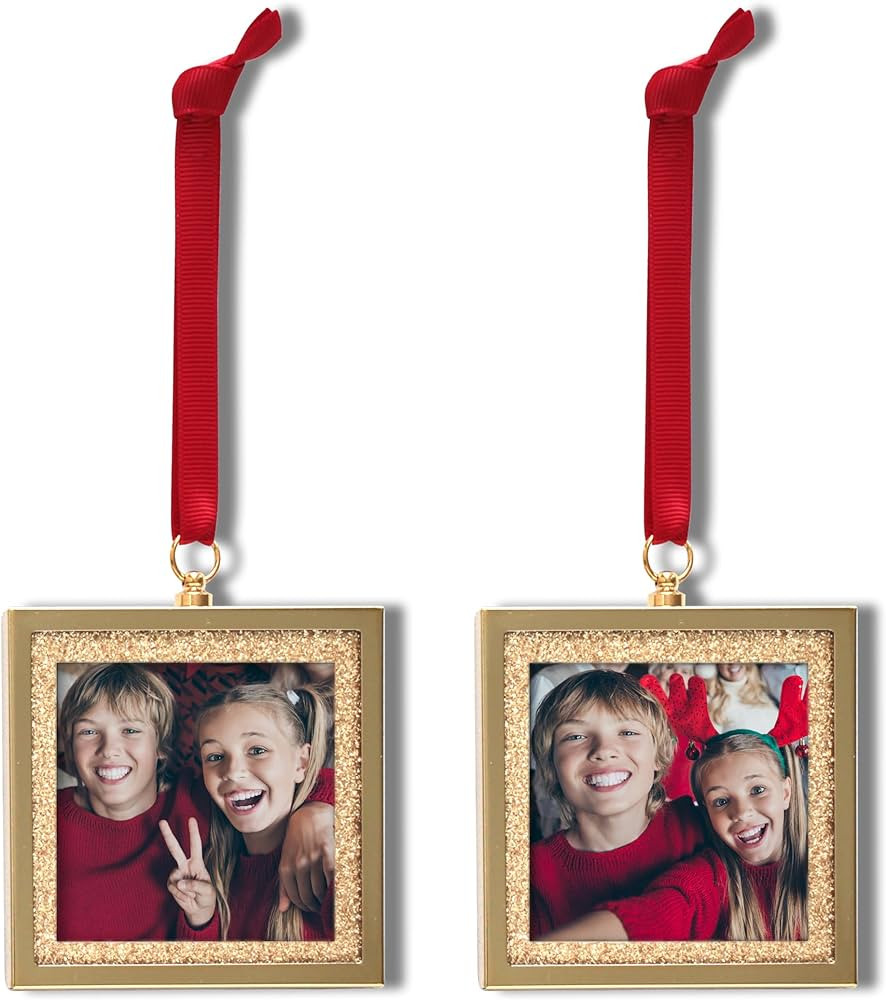 MIMOSA MOMENTS Bling Picture Frame Ornament for Christmas Tree Wedding & Holiday, 3x3 photo (Set ... | Amazon (US)