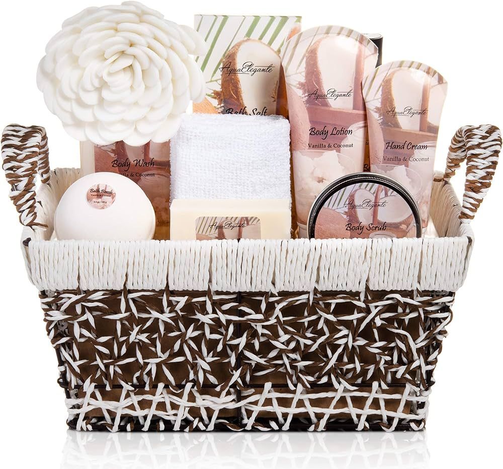 Spa Baskets For Women - Luxury Bath Set With Coconut & Vanilla - Spa Kit Includes Wash, Bubble Ba... | Amazon (US)