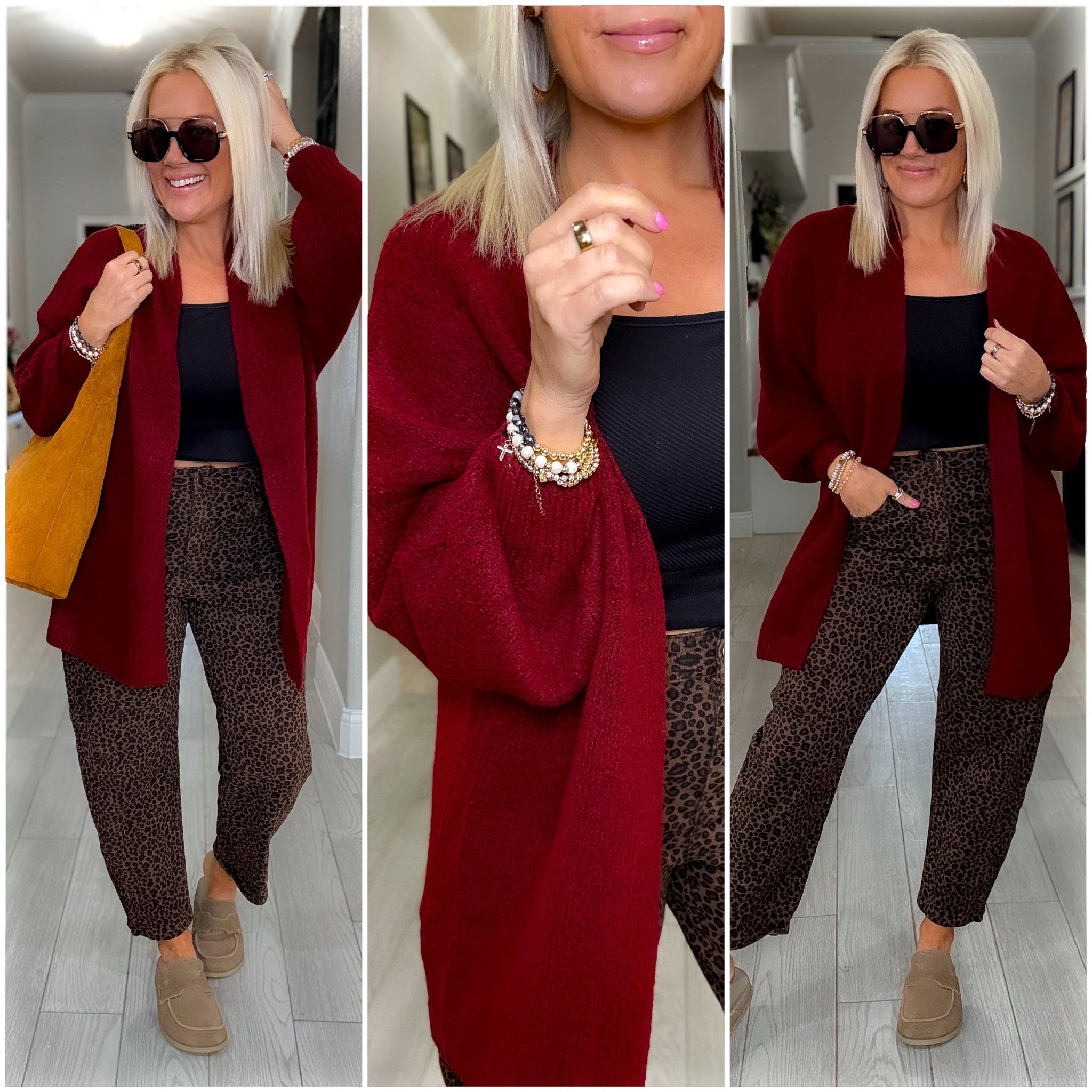 Amazon workwear / teacher / fall outfit ideas all under $50!!!
Burgundy cardigan - small 
Leopard jeans - medium 