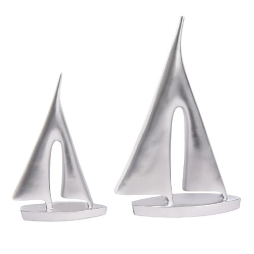 Modern Sculptures Home Decor, Silver Sailboat Decor Ornament, Boat Decorations Statue Decor, Art Sculptures and Statues, Sailboat Gifts Home Office Bathroom Shelf Decor Nautical Decor (2 Pack) | Amazon (US)