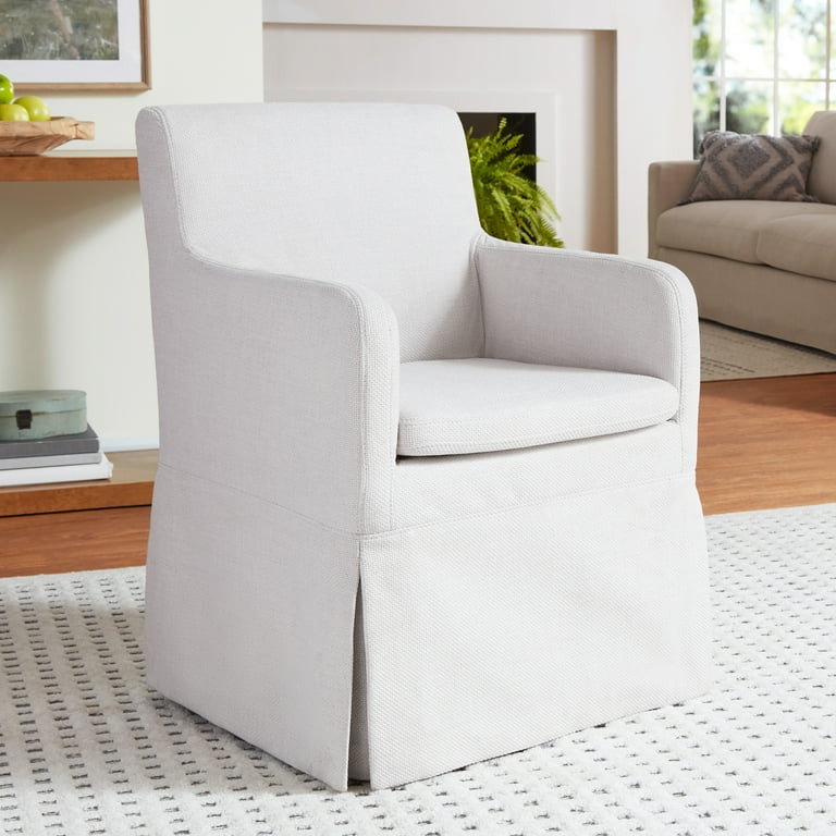 (2 pack) My Texas House Wren Slipcover Dining Chair with Casters Cream Polyester | Walmart (US)