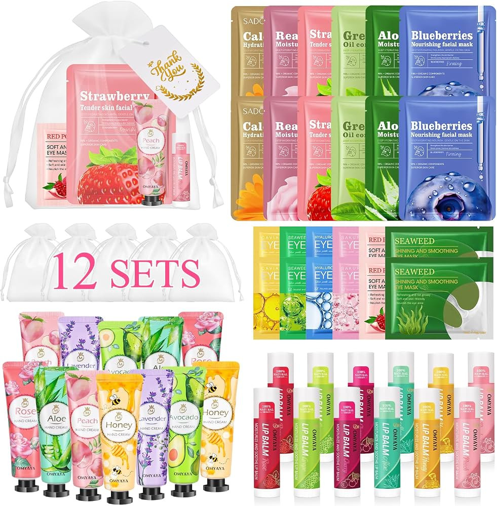 72 Pcs Bulk Gifts For Women, Bulk Facial Mask, Lip Balms, Hand Creams & Under Eye Patches, Spa Pa... | Amazon (US)