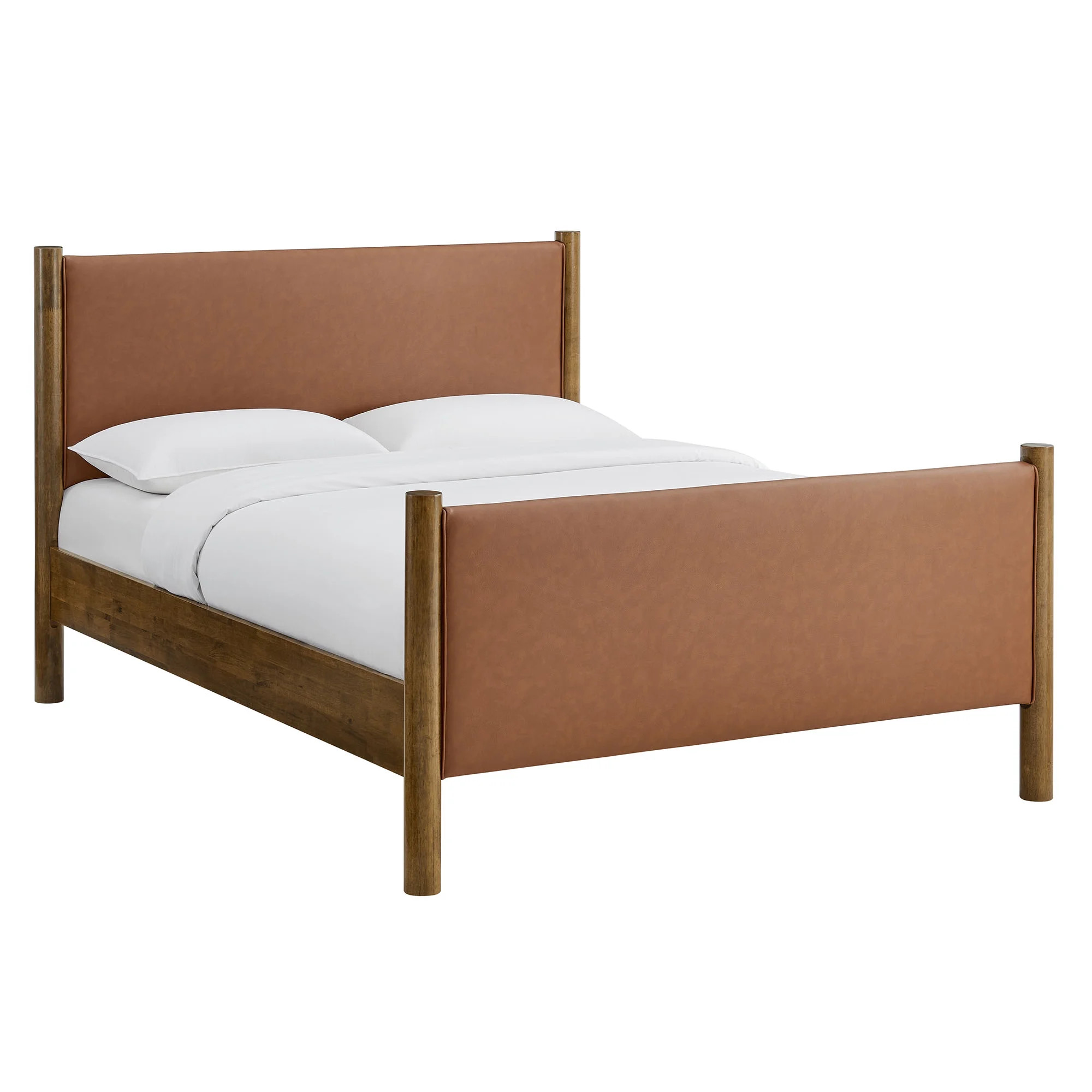Modway Maven Queen Size Vegan Leather Upholstered Platform Bed in Tan Walnut | Walmart (US)
