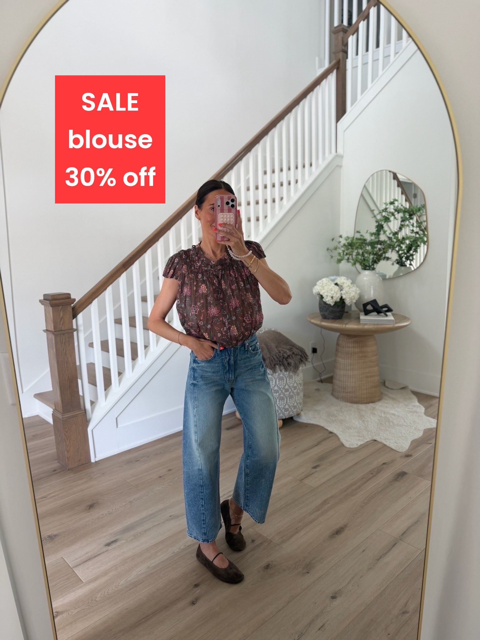 ANTHROPOLOGIE 30% off clothing and accessories. Blouse on sale, orig.$108, sale $75. XS top, 25 jeans.