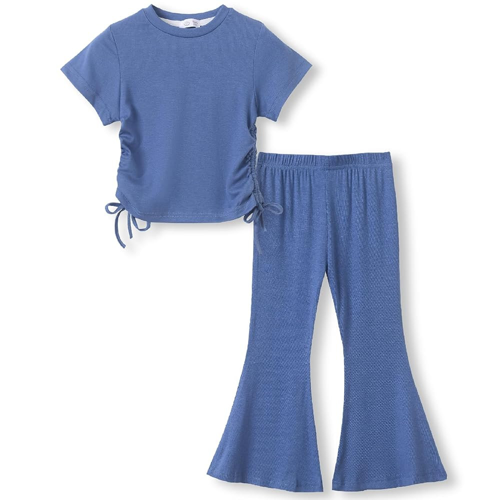 ACESTAR Toddler Baby Girls Clothes Set 2 Piece Summer Outfits Solid Short Sleeve T-Shirts Tee & F... | Amazon (US)