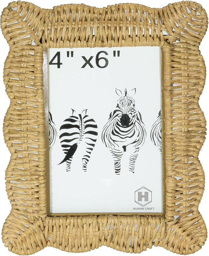 HUAXIN CRAFT H Woven Wicker Picture Frame,4 x 6 inches with Zebra Design, Rattan Photo Frame with... | Amazon (US)