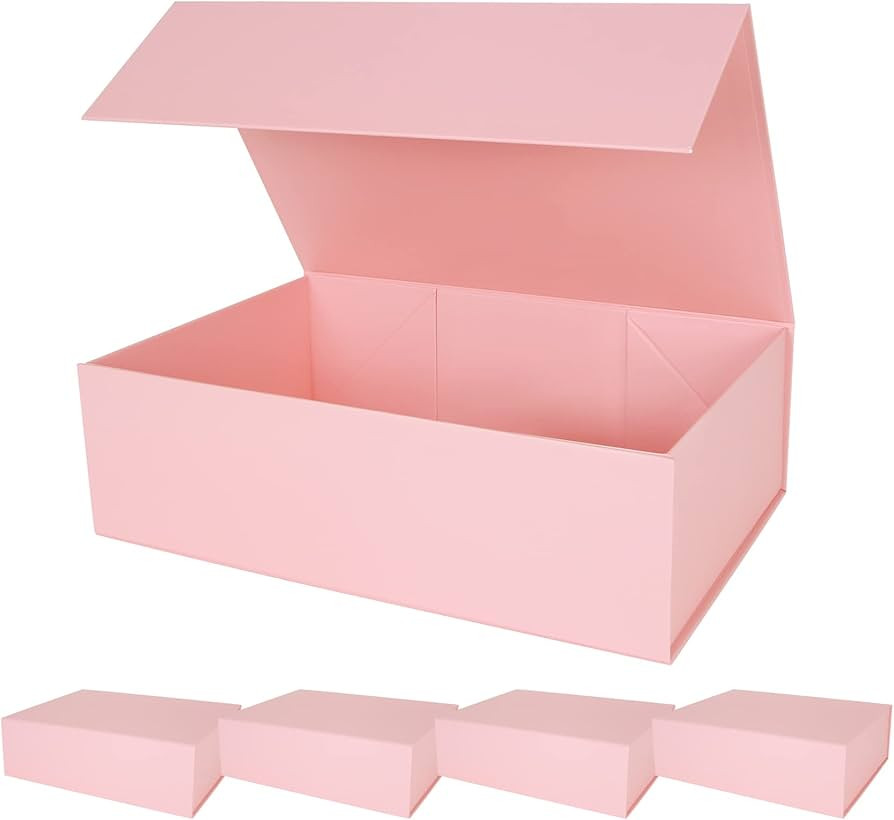 Aimyoo Pink Magnetic Gift Boxes with Lids 13.8x9x4.3 in, Large Bridesmaid Groomsman Proposal Box,... | Amazon (US)