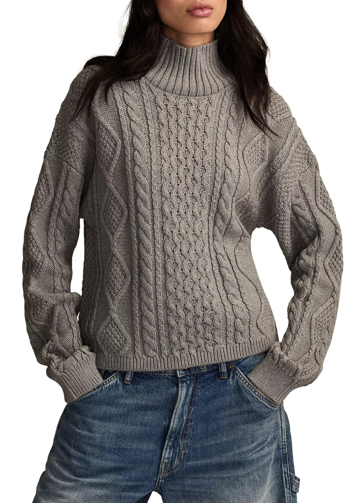 Women's Long Sleeve Cable Knit Mock Neck Sweater | Belk