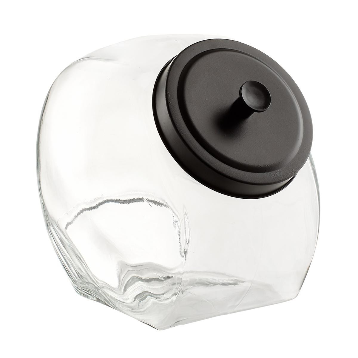 1 Gal. Glass Slant Jar With Matte Black Lid | The Container Store