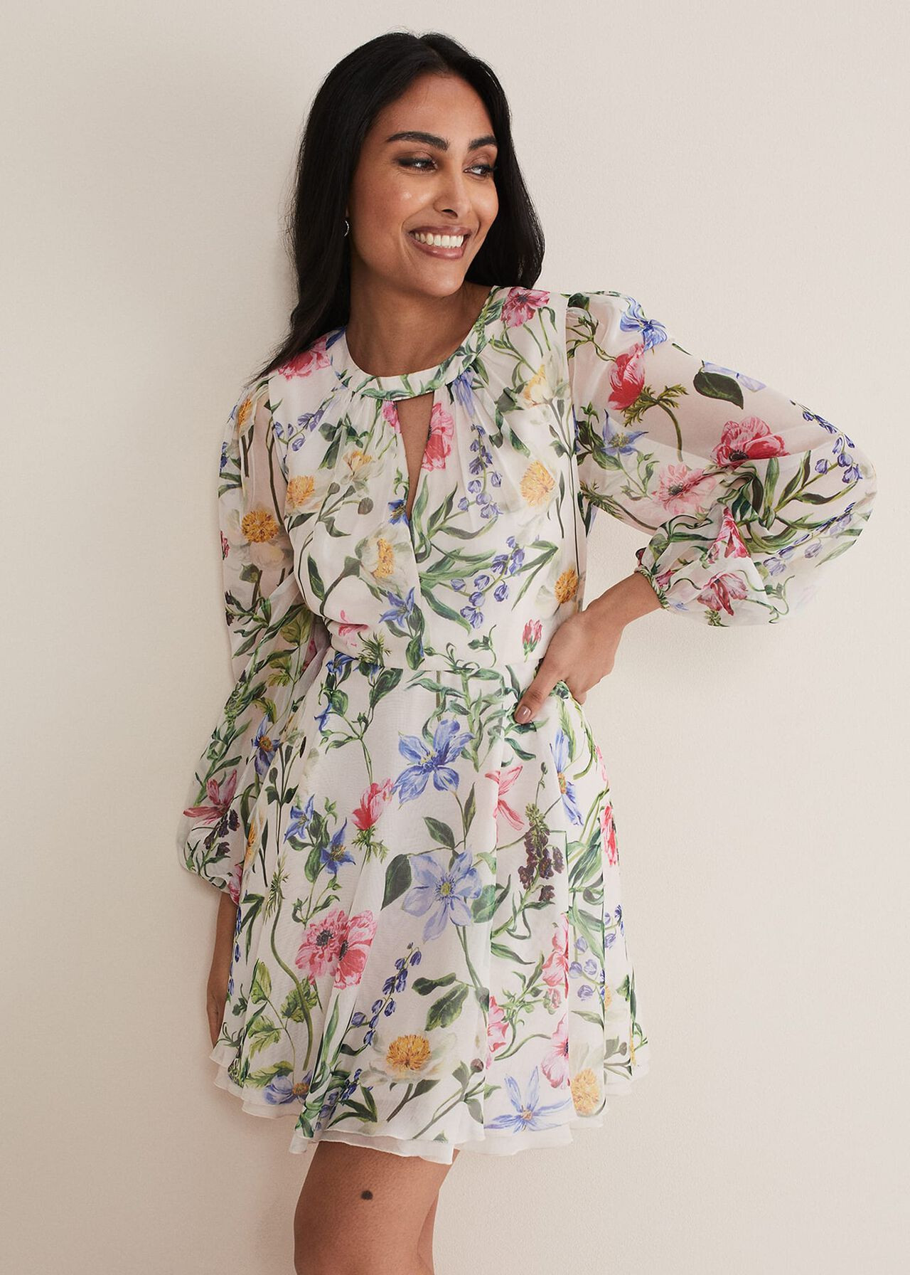 Petite Everleigh Chiffon Floral Mini Dress | Phase Eight (UK)
