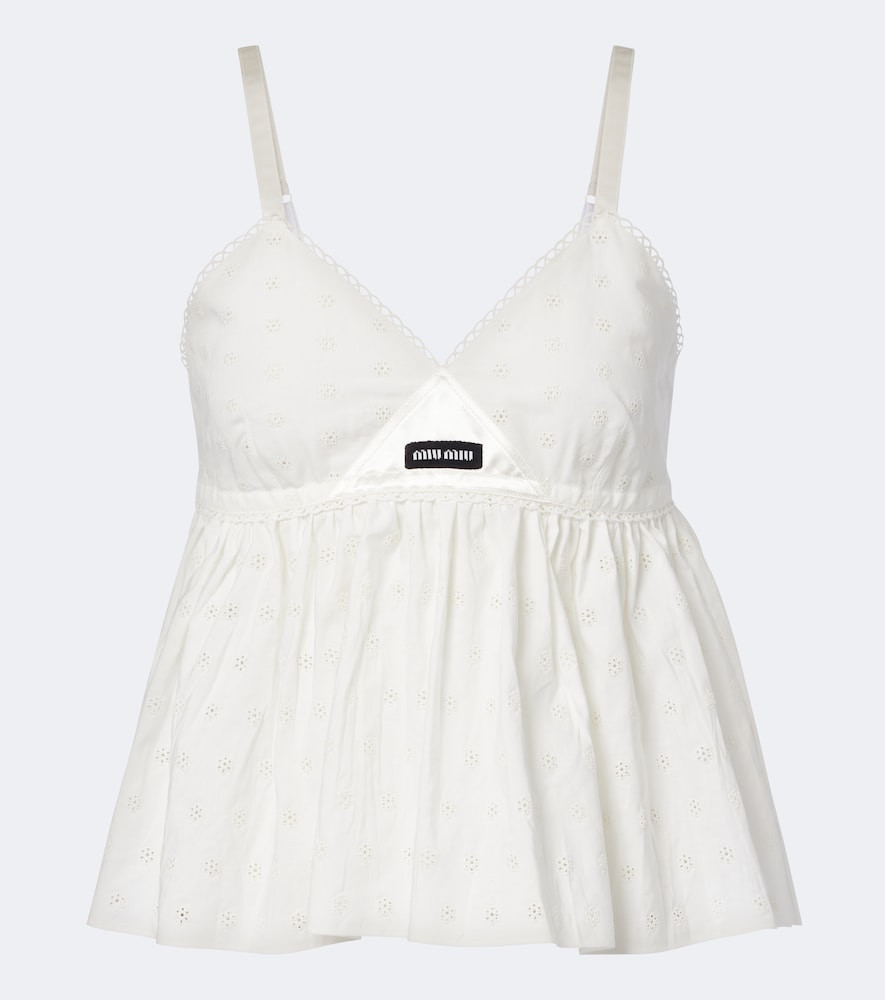 Miu Miu Top en mezcla de algodón y lino bordado | Mytheresa (INTL)