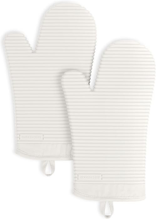 KITCHENAID Ribbed Soft Silicone Oven Mitt 2-Pack Set, Smoked Porcelain, 7.5"x13" | Amazon (US)