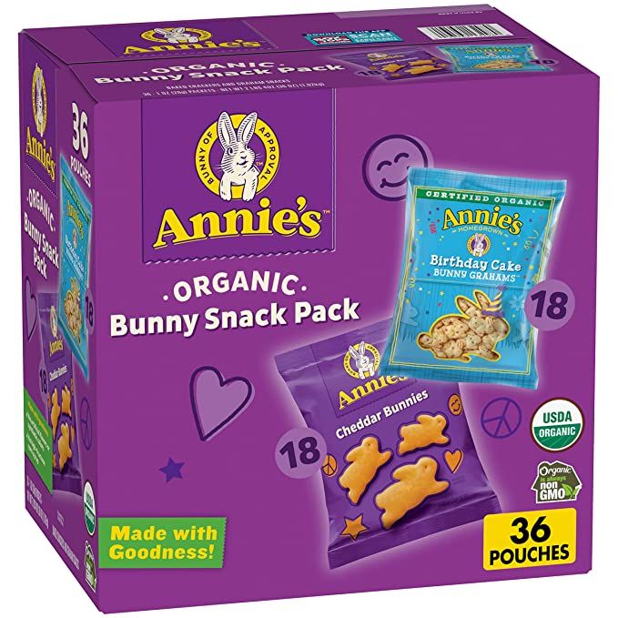 Annie's Organic Birthday Cake Bunny Grahams and Cheddar Bunnies Snack Pack 36 Count, 36 oz | Amazon (US)
