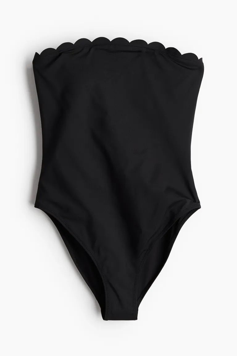 Padded-cup Bandeau Swimsuit - Sleeveless - Black - Ladies | H&M US | H&M (US + CA)