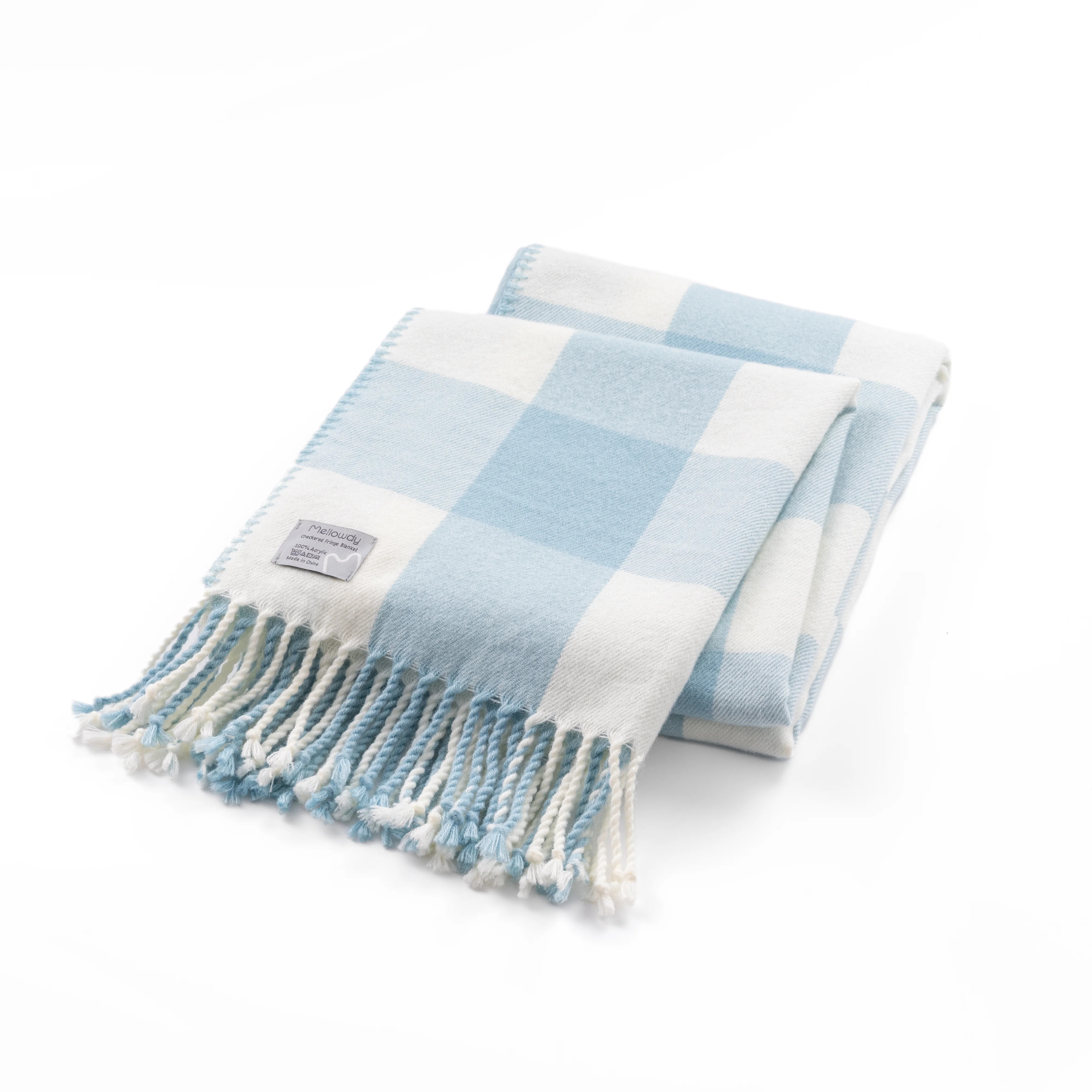 Mellowdy Buffalo Plaid Check Throw Blanket with Fringes (Winter Blue, 50x60 inches) | Walmart (US)