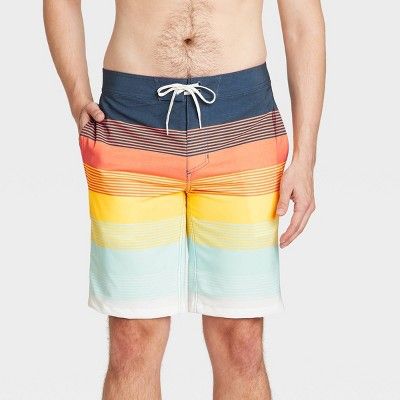 Men's 10" Striped Sunset Board Shorts - Goodfellow & Co™ Orange | Target