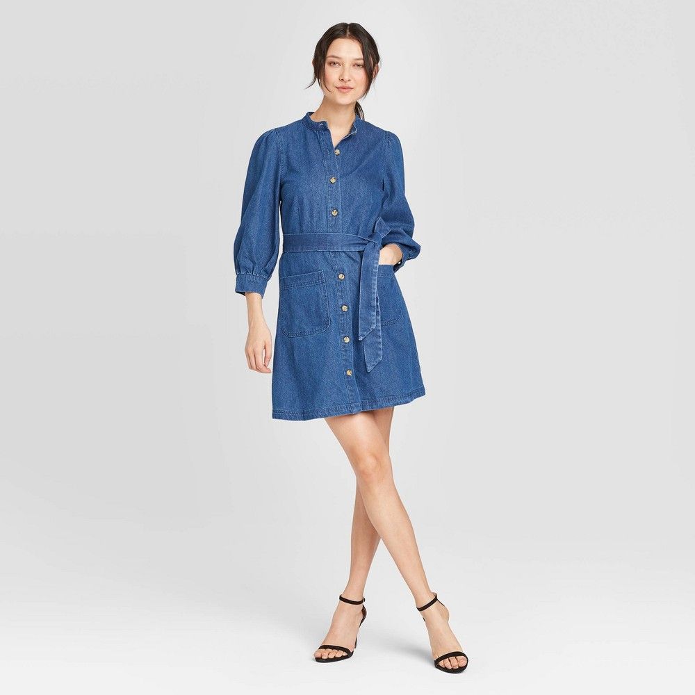 Women's Puff 3/4 Seeve Button-Down Dress - Who What Wear™ | Target