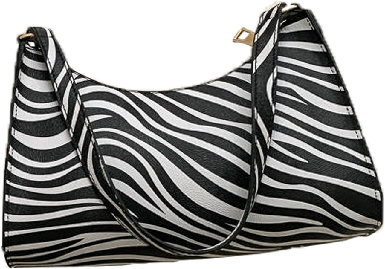 Zebra print purse,Cute purses for women Small Purse for Women, Retro Classic Tote HandBag With Zi... | Amazon (US)