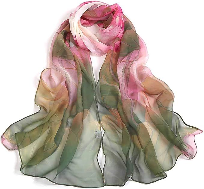 Acotavie Scarfs for Women Lightweight Print Floral Pattern Scarf Shawl Fashion Scarves Sunscreen Sha | Amazon (US)