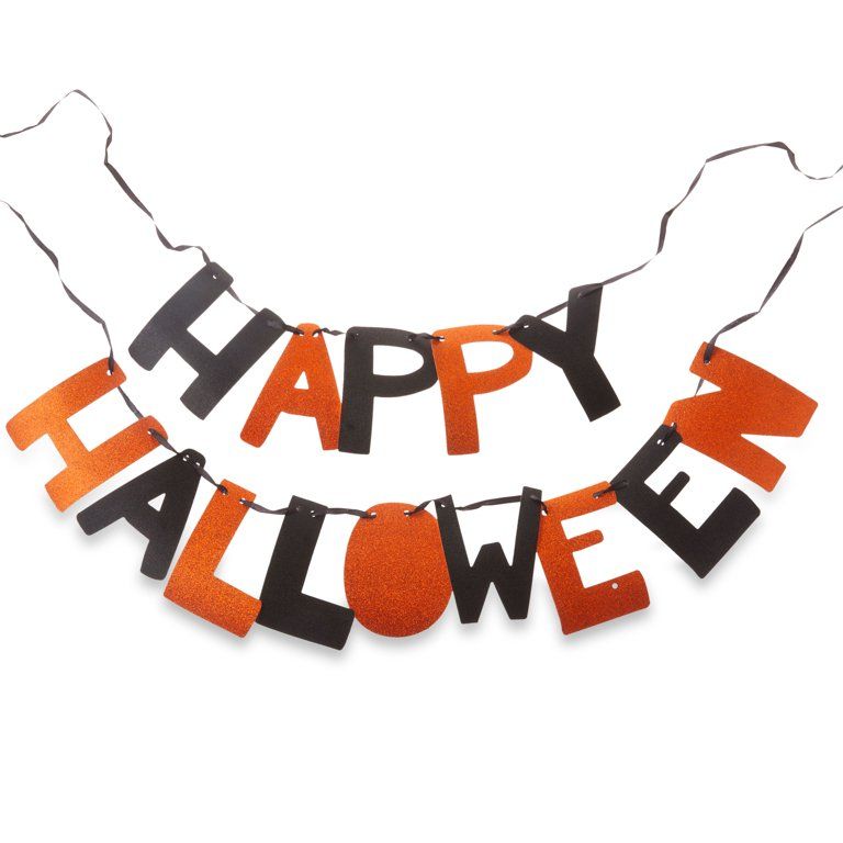 Way To Celebrate Halloween 2PK Glitter Paper Garland, Happy Halloween, 6ft | Walmart (US)