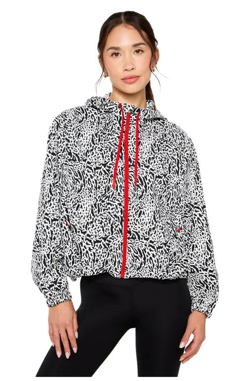Fabletics All Day Jacket in Mixed Leopard/heated Red at Nordstrom, Size X-Large | Nordstrom