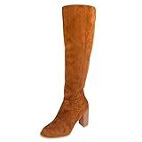 Women's Wide Calf Over The Knee Boots Plus Size Chunky Heel Pull on Slouchy Booties Side Zipper Wint | Amazon (US)