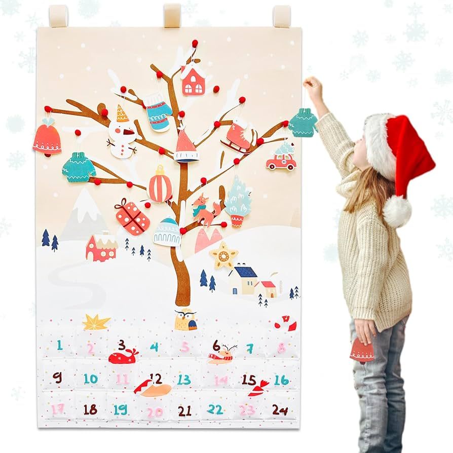 CAYOOI Felt Advent Calendar 2023 Kids Toddler Christmas Tree Countdown Calendar for Kids Wall, Ha... | Amazon (US)
