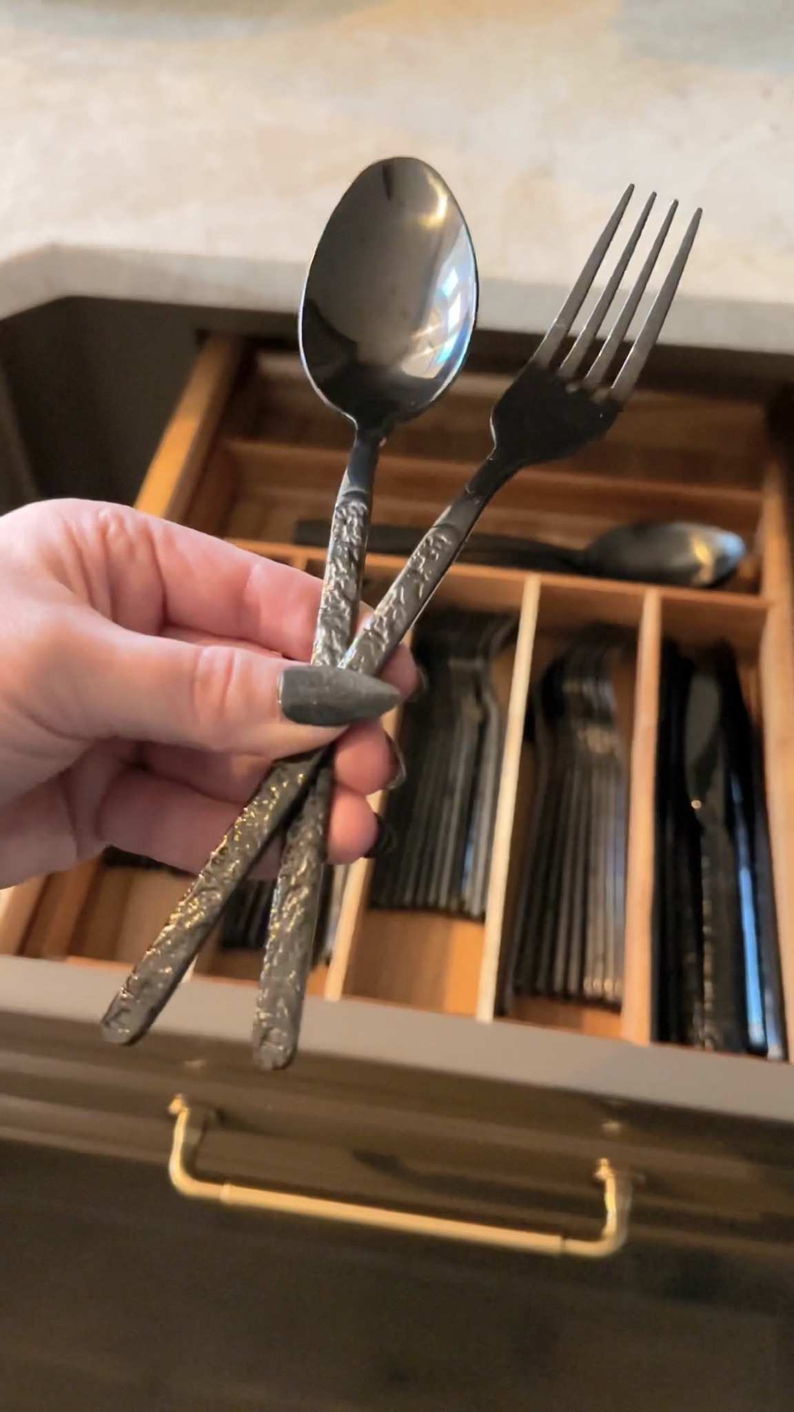 Organize my new silverware with me! Love this new Acacia wood drawer organizer I found that is a near perfect fit for my silverware drawer! Just what I needed to organize my new set (well 3 sets) of silverware 

#LTKVideo 

#LTKHome
