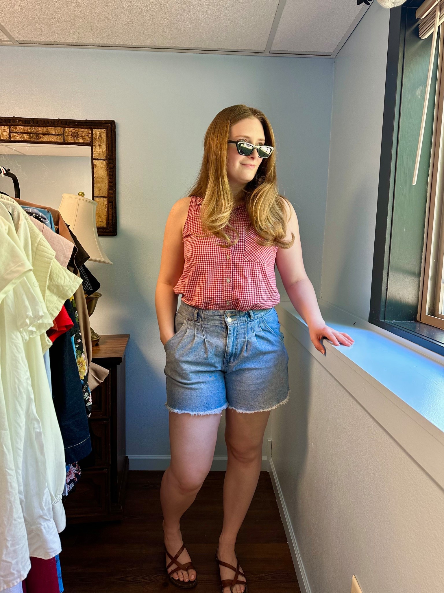 Warm days call for a vintage gingham top and long shorts!

#LTKModestsummer #LTKCotton 