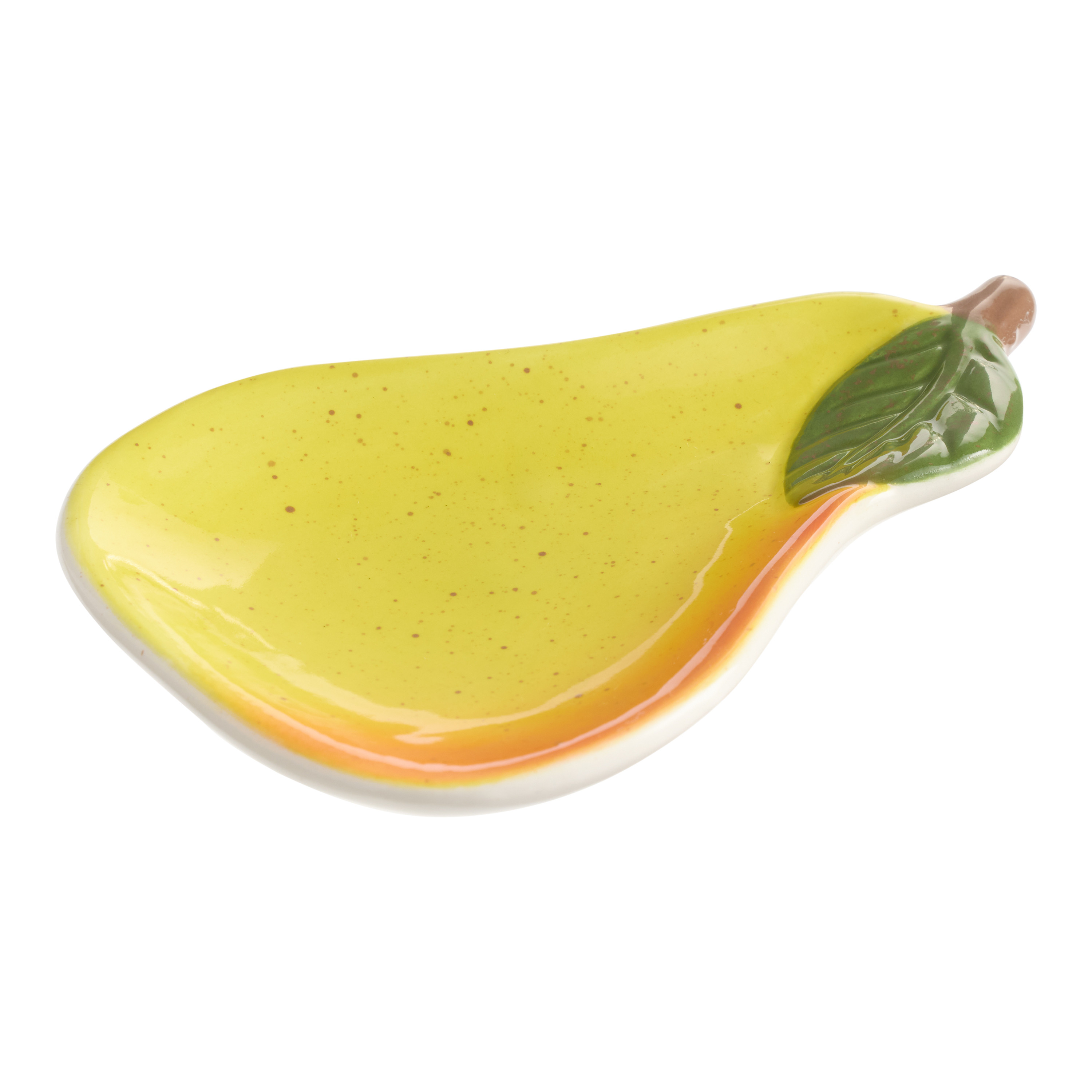 Harvest Bounty Ceramic Pear Hand Painted Figural Spoon Rest | World Market