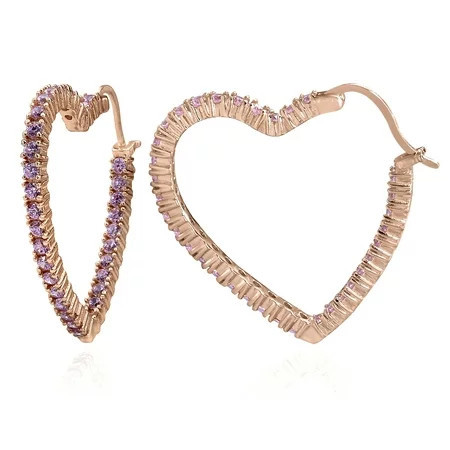 4.08ctw Pink Diamond Simulant Rose Gold over Silver Hoop Earrings | Walmart (US)