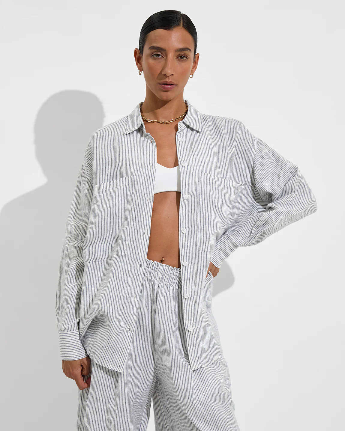 Getaway Button Down - Striped Linen Shirt | Left on Friday