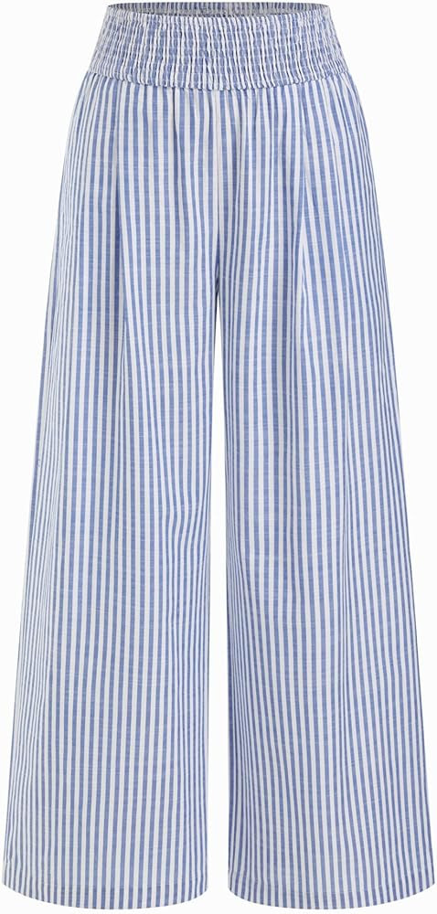 CIDER Palazzo Pants for Women Wide Leg Flowy Pants with Pockets Elastic Mid Waist Summer Beach Va... | Amazon (US)